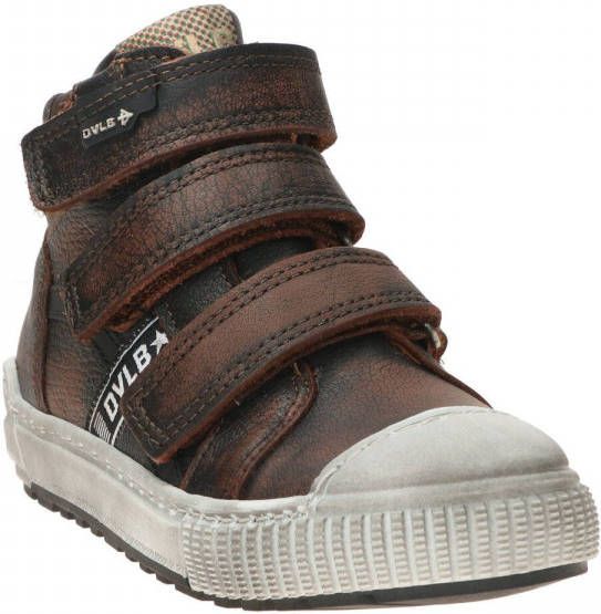 Develab 41669 hoge leren sneakers met klittenband bruin