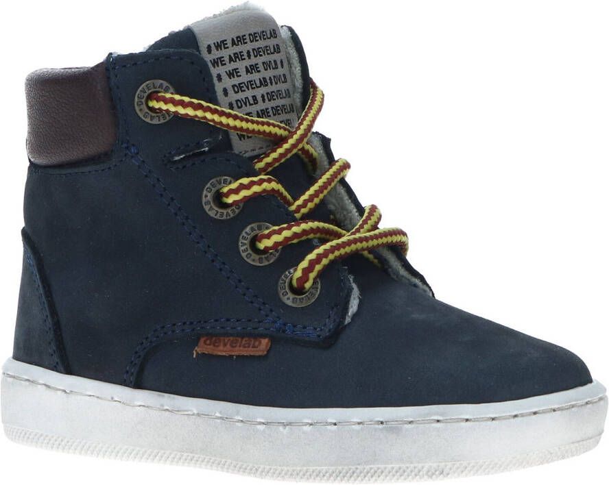 Develab 41855 hoge nubuck sneakers donkerblauw