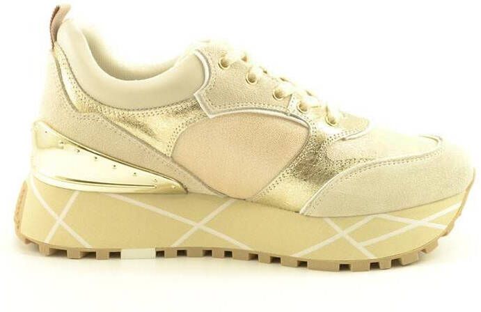 Liu Jo Platform sneakers met gebarsten details , Beige, Dames