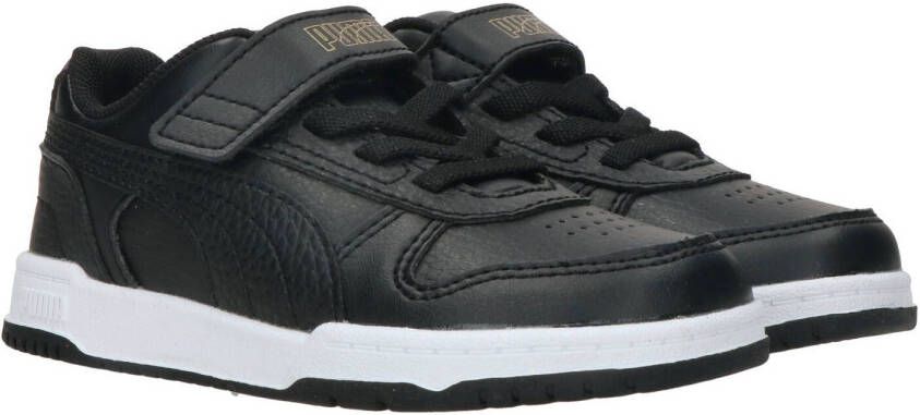 PUMA Rebound Game Low Sneakers Kids Kleuters Zwart Goud Wit
