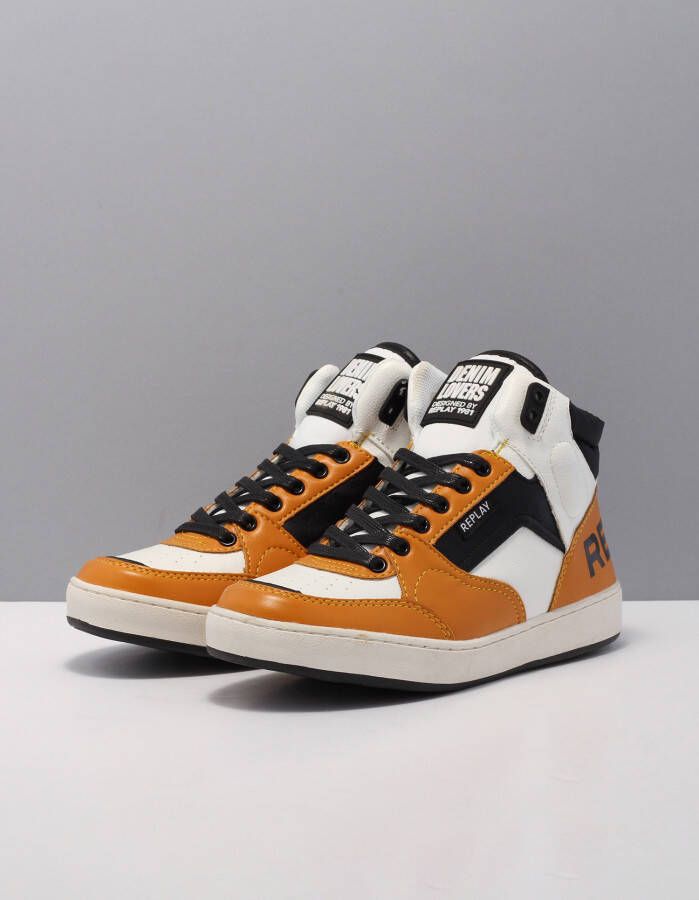 REPLAY Campos hoge sneakers oranje/wit