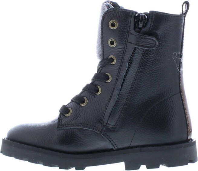 Shoesme TA21W024 B leren veterboots met studs zwart