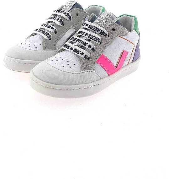 Shoesme UR22S043 E leren sneakers wit/multi