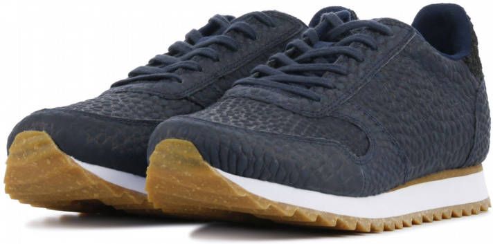 Woden Ydun Croco II leren sneakers crocoprint marine