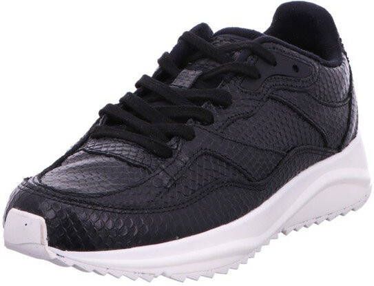 Woden Sophie Snake leren sneakers zwart