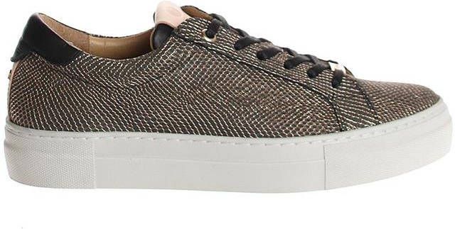 Fred de la Bretoniere Sneaker van leer met metallic slangenstructuur