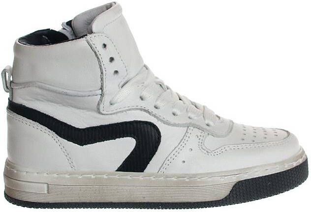 Hip H1174 hoge leren sneakers wit/donkerblauw