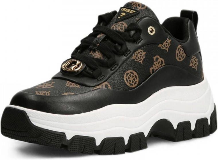 GUESS Brenia chunky sneakers met all over print zwart