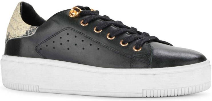PS Poelman leren plateau sneakers zwart/slangenprint