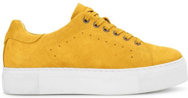 PS Poelman suède plateau sneakers okergeel