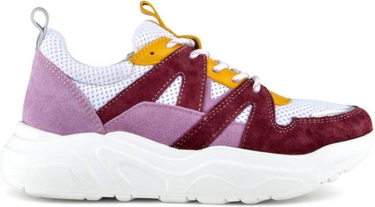 PS Poelman Year suède chunky sneakers donkerrood/multi