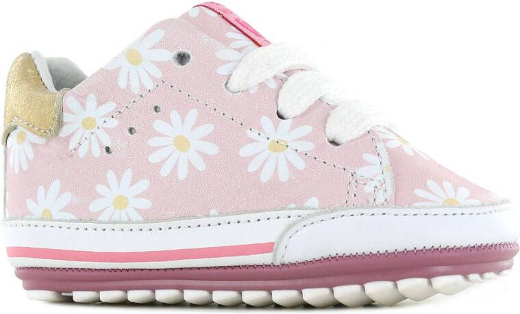 Shoesme BP21S058 C leren sneakers met bloemenprint roze