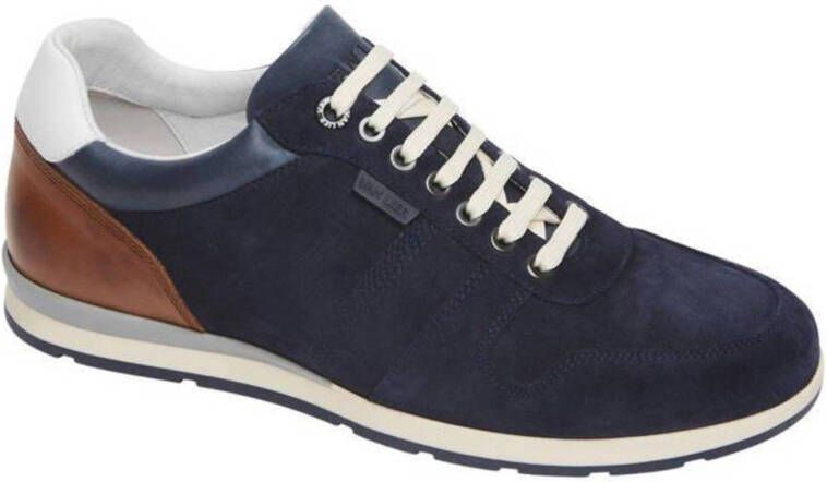 Van Lier Davinci suède sneakers donkerblauw/cognac