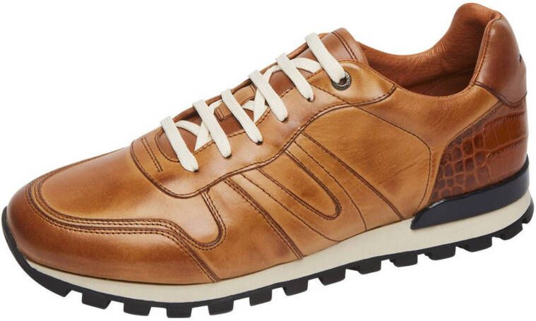 Van Lier Rimini leren sneakers cognac